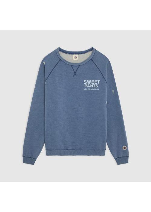 Sweet Pants SWEAT COL ROND SWEET PANTS INDIGO CREW USED  SPINDIGOCREW chez Graphiti Concept Store Dieppe