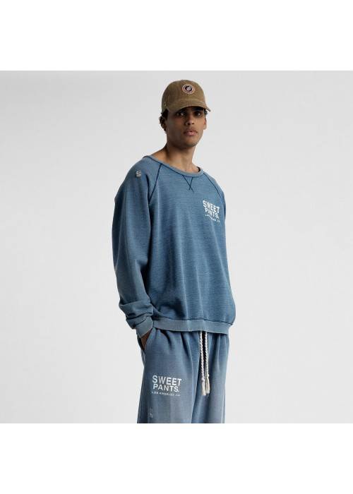 Sweet Pants SWEAT COL ROND SWEET PANTS INDIGO CREW USED  SPINDIGOCREW chez Graphiti Concept Store Dieppe